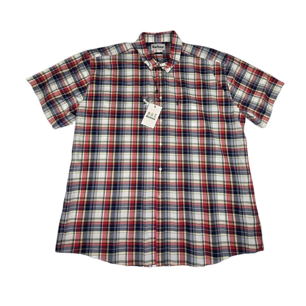 Barbour Mens Shirt 5XL Plaid Short Sleeve Big And Tall Button Up Madras New